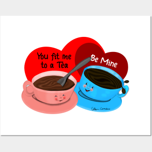 You Fit Me To A Tea Retro-Feel Cartoon Valentine Posters and Art